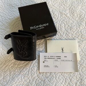 Yves Saint Laurent Glossy Black Leather Cuff